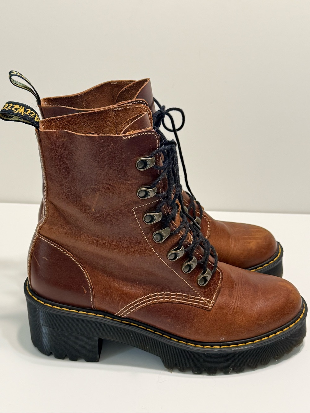 Dr. Martens Brown Leather Lace-Up Combat Boots